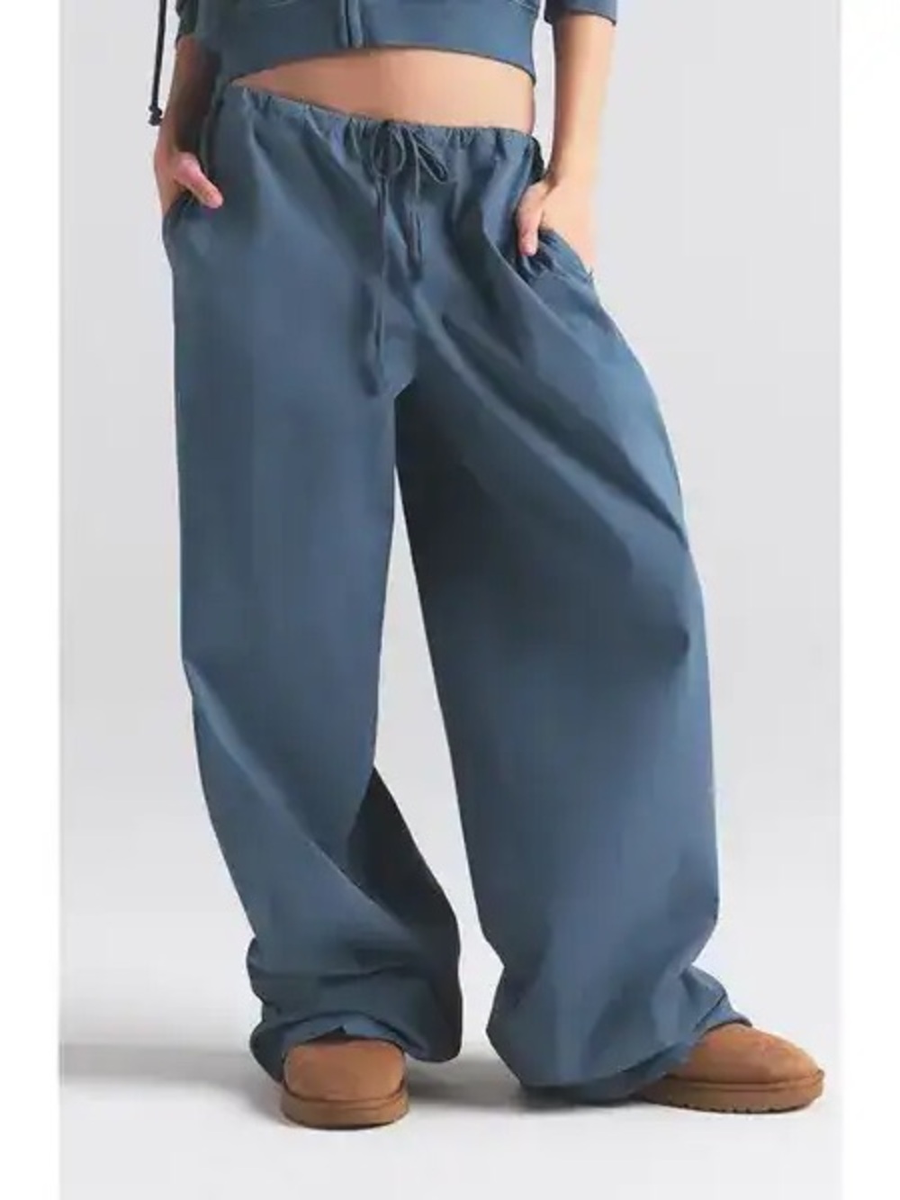 SKIMS Wide Leg Straight Pants in Slate Blue